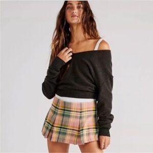 NWT Free People Pink Plaid Skort Size 8
